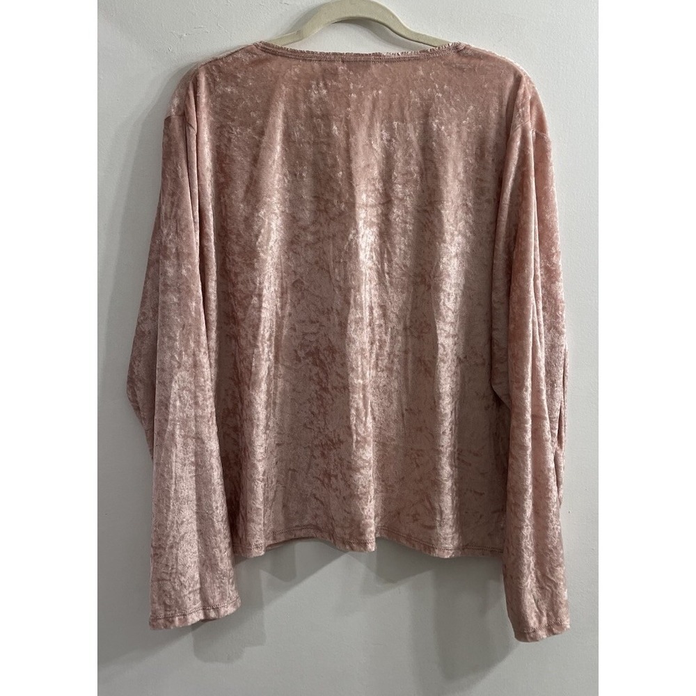 Gilligan & O'Malley Size 3XL Pink Velour Velvet Top V-Neck Classic Holiday Fairy - Picture 2 of 8